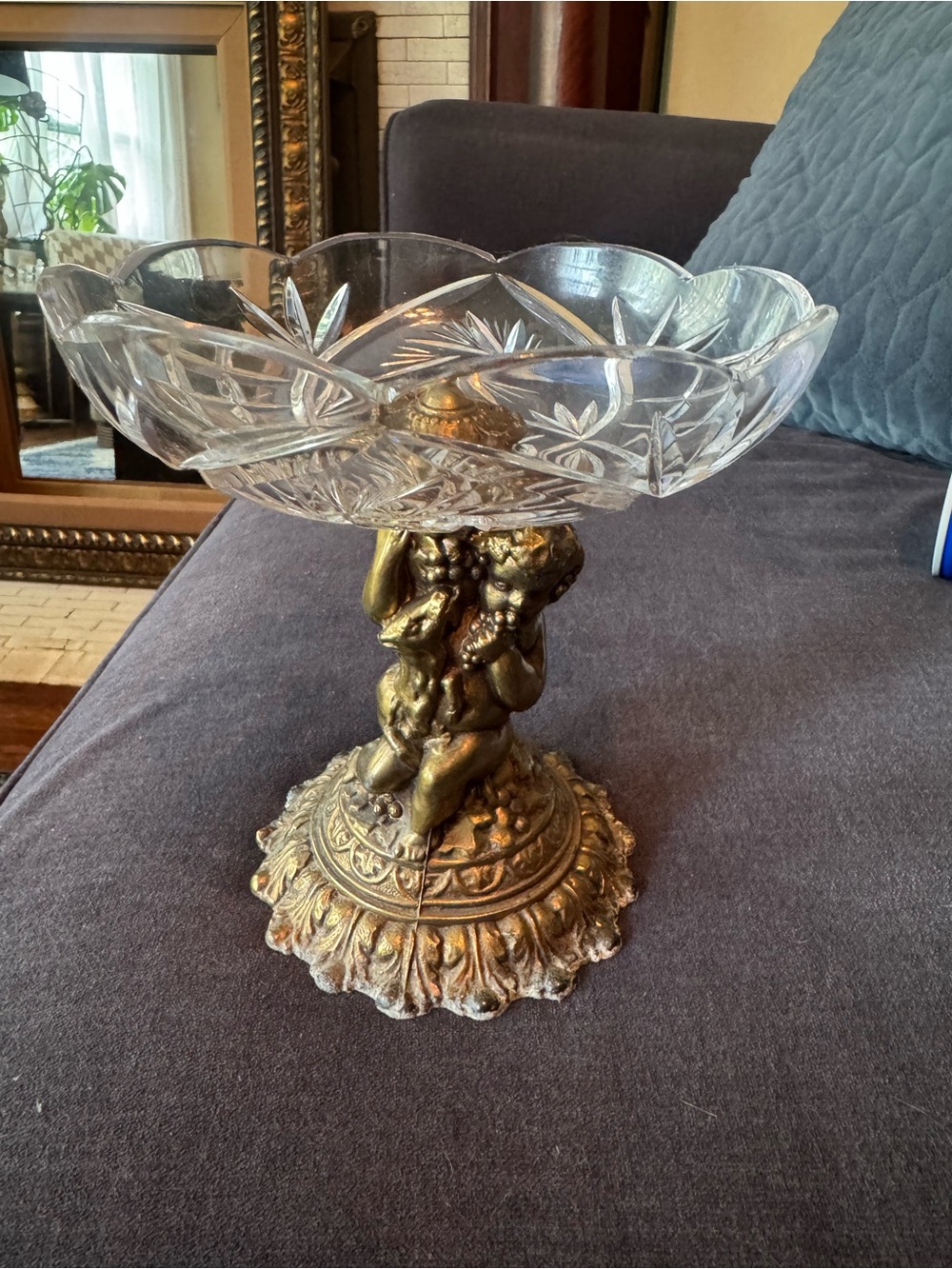 Gold Cherub Crystal Candy Dish